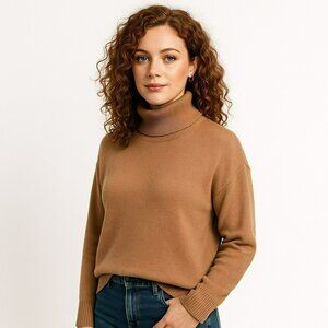 Nordstrom Cashmere Womens Medium Turtleneck Sweater Tan